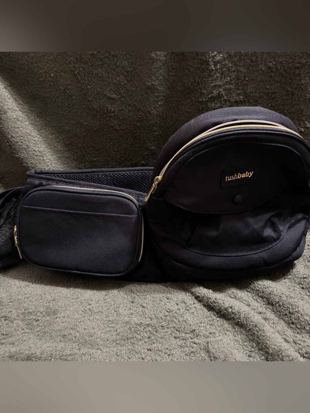 Tushbaby Black Waist Bag with Gold Accents
